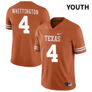 Texas Longhorns Youth #4 Jordan Whittington Authentic Orange NIL 2022 College Football Jersey TVK02P4B
